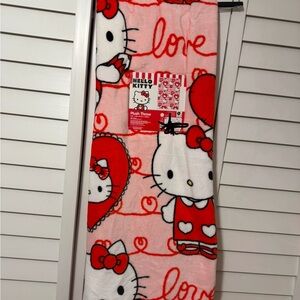 Hello Kitty Valentines Day Plush Throw Blanket - Pink and Red